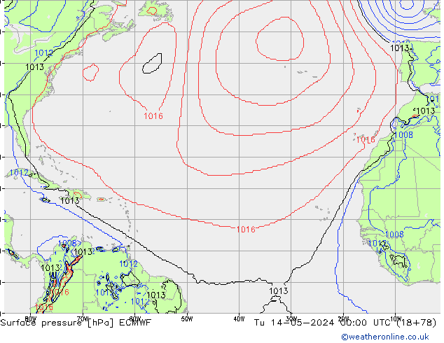 Presión superficial ECMWF mar 14.05.2024 00 UTC