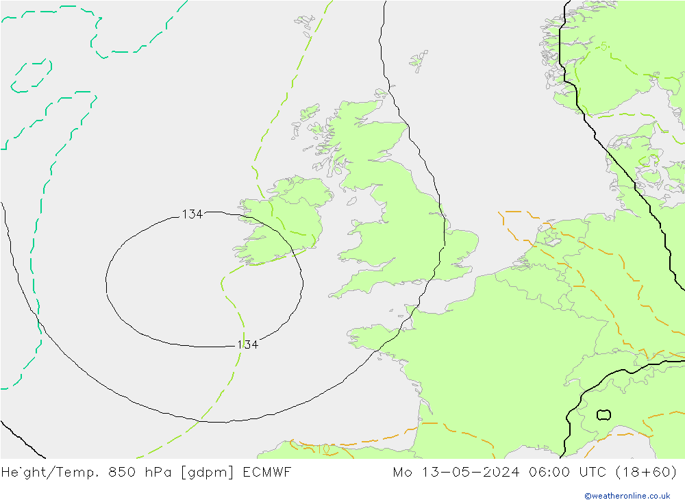 Height/Temp. 850 hPa ECMWF  13.05.2024 06 UTC