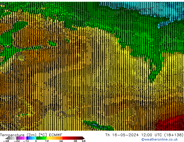 карта температуры ECMWF чт 16.05.2024 12 UTC