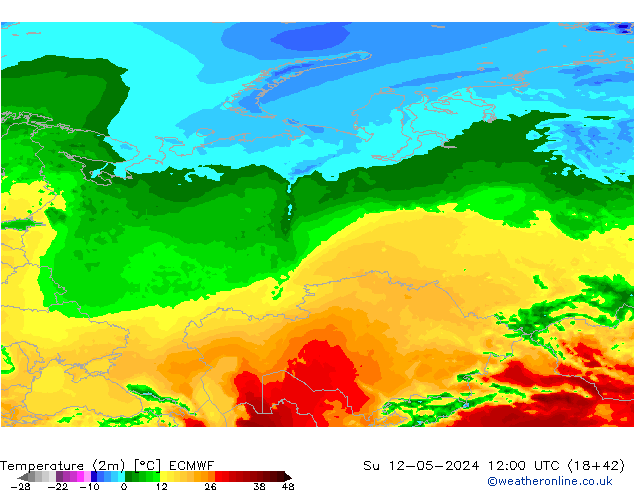 Temperatura (2m) ECMWF dom 12.05.2024 12 UTC