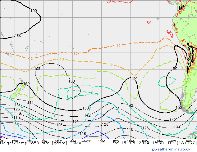Géop./Temp. 850 hPa ECMWF mer 15.05.2024 18 UTC