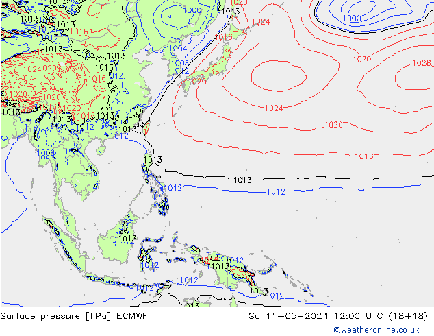 Pressione al suolo ECMWF sab 11.05.2024 12 UTC