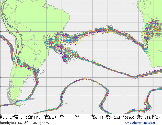 Height/Temp. 925 гПа ECMWF сб 11.05.2024 06 UTC