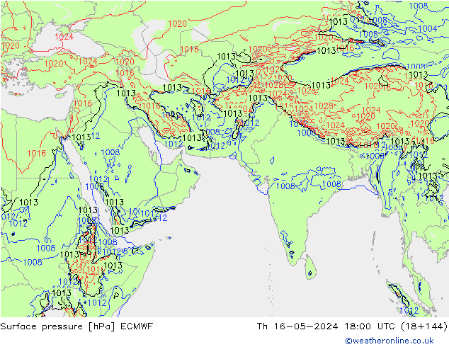 Surface pressure ECMWF Th 16.05.2024 18 UTC