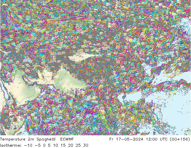 Temperatura 2m Spaghetti ECMWF ven 17.05.2024 12 UTC
