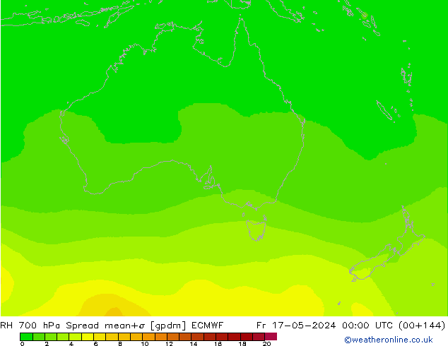 Humidité rel. 700 hPa Spread ECMWF ven 17.05.2024 00 UTC