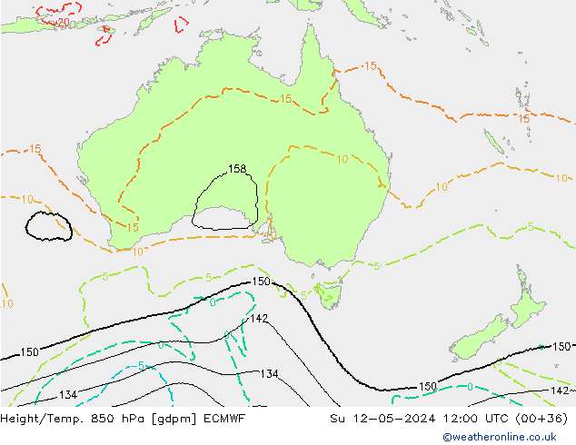 Hoogte/Temp. 850 hPa ECMWF zo 12.05.2024 12 UTC