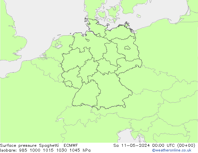 地面气压 Spaghetti ECMWF 星期六 11.05.2024 00 UTC