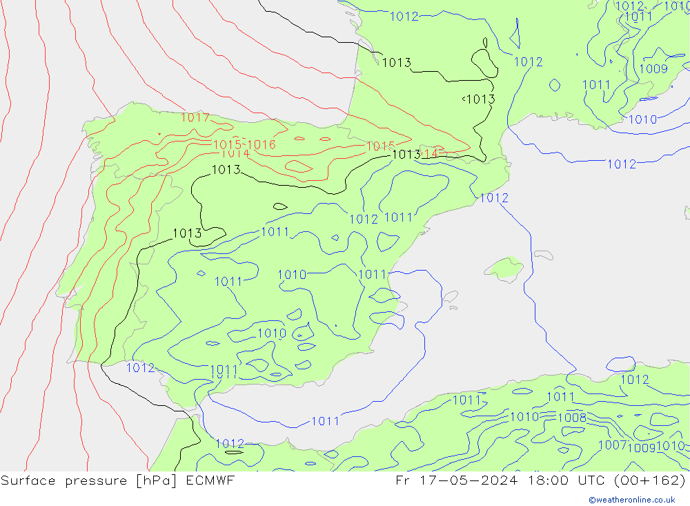 Yer basıncı ECMWF Cu 17.05.2024 18 UTC