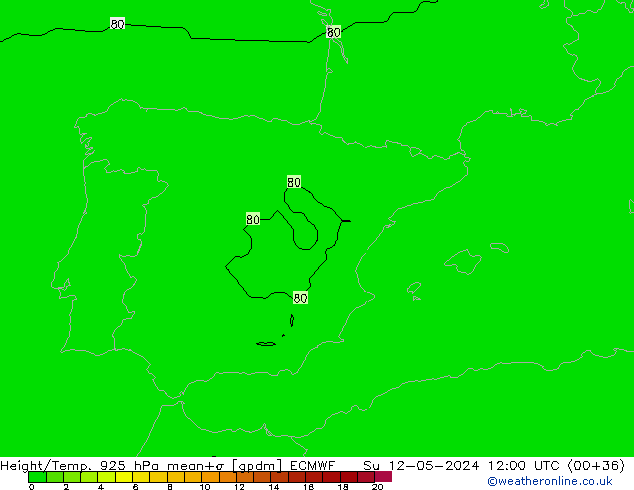 Hoogte/Temp. 925 hPa ECMWF zo 12.05.2024 12 UTC