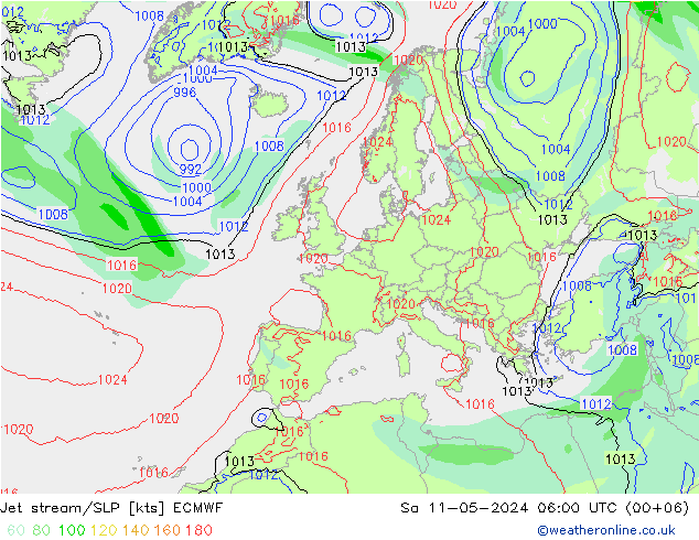高速氣流/地面气压 ECMWF 星期六 11.05.2024 06 UTC