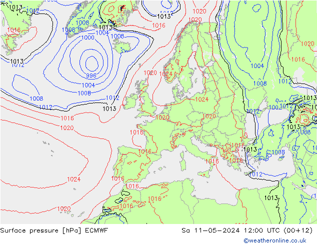 ciśnienie ECMWF so. 11.05.2024 12 UTC