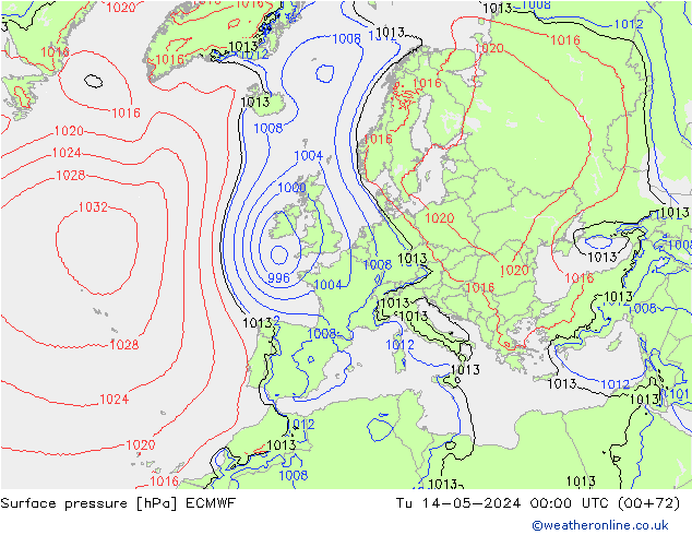 Yer basıncı ECMWF Sa 14.05.2024 00 UTC