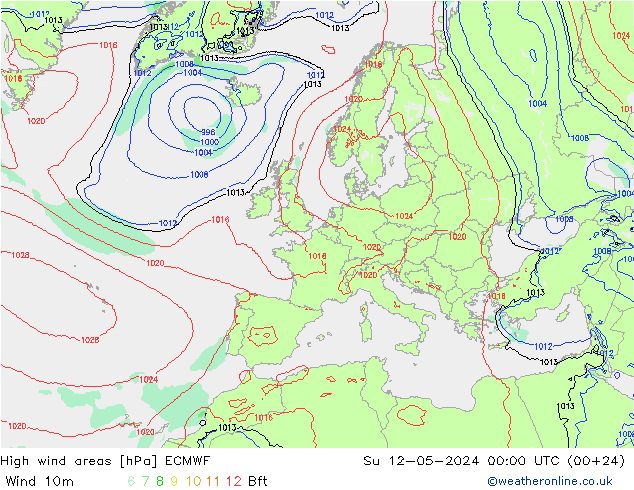 High wind areas ECMWF Ne 12.05.2024 00 UTC