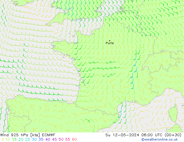 Vent 925 hPa ECMWF dim 12.05.2024 06 UTC