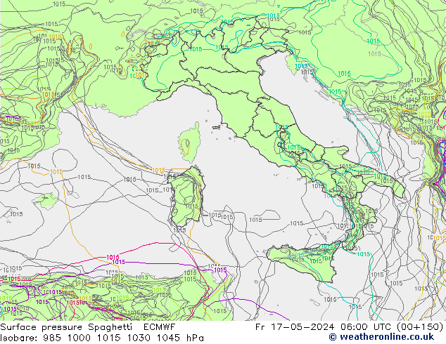 ciśnienie Spaghetti ECMWF pt. 17.05.2024 06 UTC