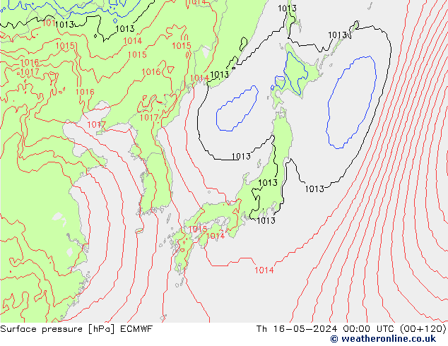 Bodendruck ECMWF Do 16.05.2024 00 UTC