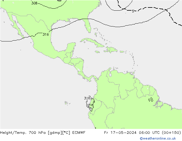 Géop./Temp. 700 hPa ECMWF ven 17.05.2024 06 UTC