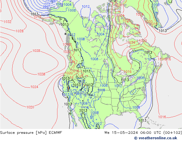 Bodendruck ECMWF Mi 15.05.2024 06 UTC