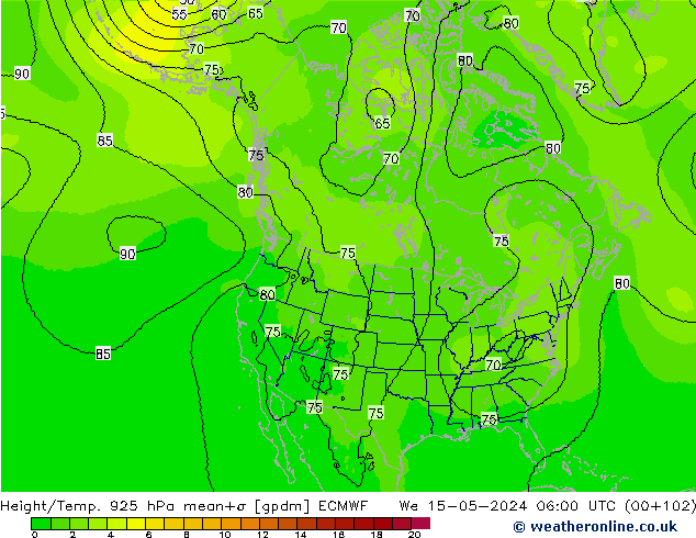 Height/Temp. 925 hPa ECMWF We 15.05.2024 06 UTC