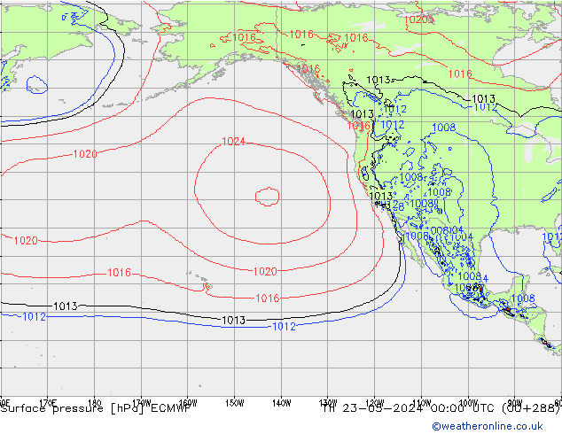 Presión superficial ECMWF jue 23.05.2024 00 UTC