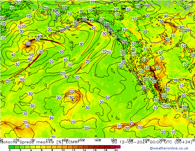 Izotacha Spread ECMWF nie. 12.05.2024 00 UTC