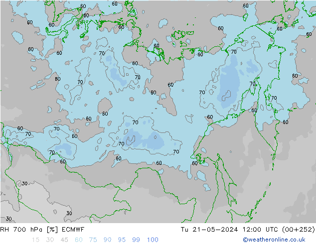 Humedad rel. 700hPa ECMWF mar 21.05.2024 12 UTC