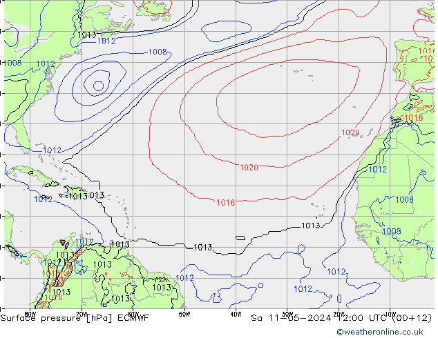 Pressione al suolo ECMWF sab 11.05.2024 12 UTC