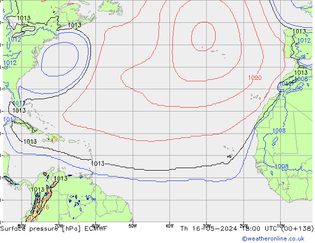 ciśnienie ECMWF czw. 16.05.2024 18 UTC