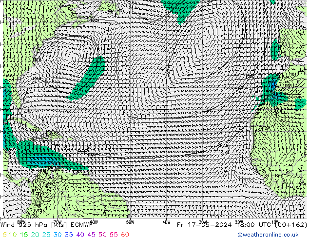 Rüzgar 925 hPa ECMWF Cu 17.05.2024 18 UTC