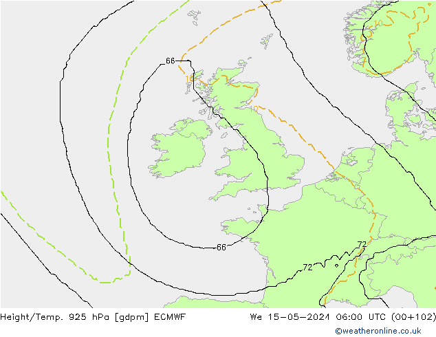 Height/Temp. 925 hPa ECMWF Qua 15.05.2024 06 UTC