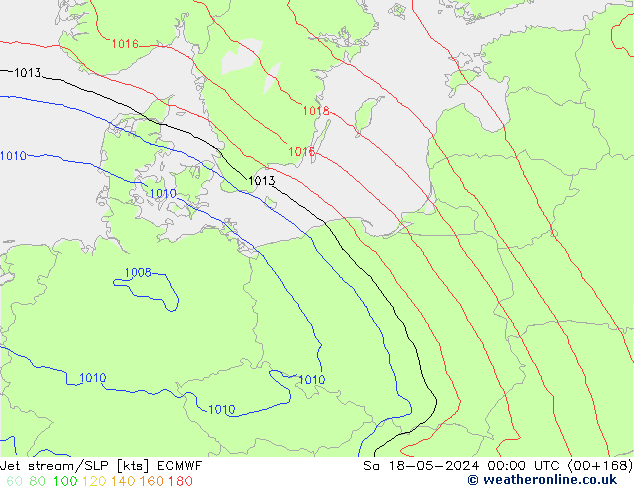 Corrente a getto ECMWF sab 18.05.2024 00 UTC