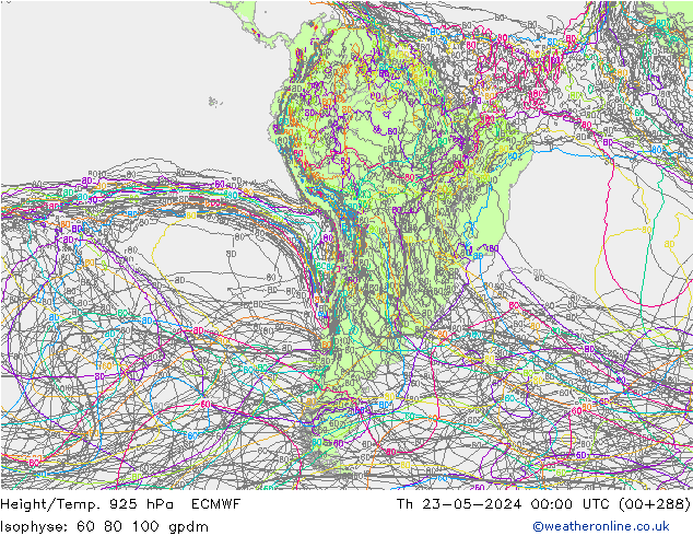 Yükseklik/Sıc. 925 hPa ECMWF Per 23.05.2024 00 UTC