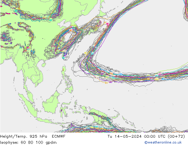 Height/Temp. 925 hPa ECMWF Tu 14.05.2024 00 UTC