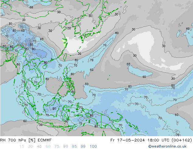 RH 700 hPa ECMWF Fr 17.05.2024 18 UTC