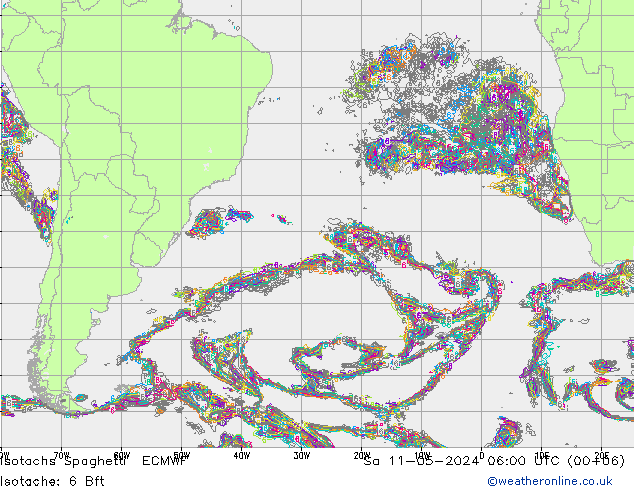 Eşrüzgar Hızları Spaghetti ECMWF Cts 11.05.2024 06 UTC