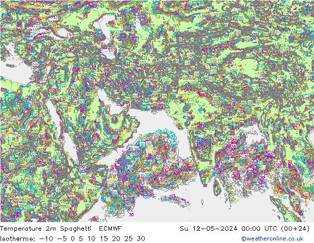température 2m Spaghetti ECMWF dim 12.05.2024 00 UTC