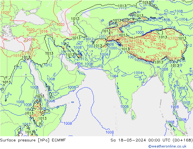 pressão do solo ECMWF Sáb 18.05.2024 00 UTC