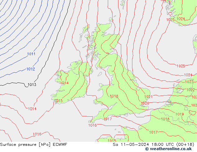 приземное давление ECMWF сб 11.05.2024 18 UTC