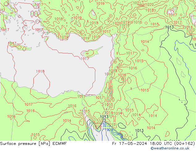 Atmosférický tlak ECMWF Pá 17.05.2024 18 UTC