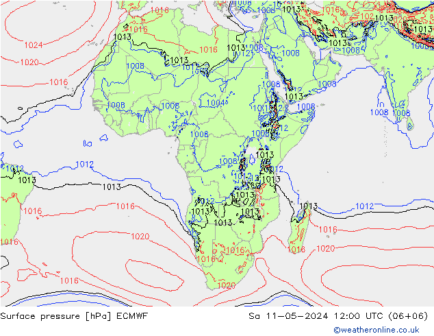 Surface pressure ECMWF Sa 11.05.2024 12 UTC