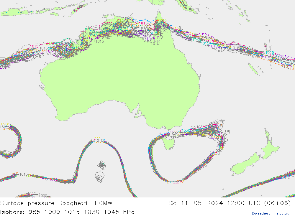 Surface pressure Spaghetti ECMWF Sa 11.05.2024 12 UTC