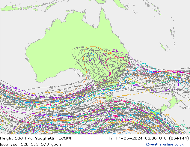 Height 500 hPa Spaghetti ECMWF Fr 17.05.2024 06 UTC