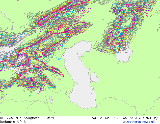 700 hPa Nispi Nem Spaghetti ECMWF Paz 12.05.2024 00 UTC