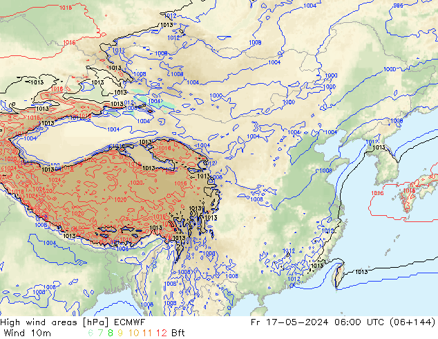 High wind areas ECMWF 星期五 17.05.2024 06 UTC
