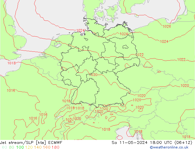 高速氣流/地面气压 ECMWF 星期六 11.05.2024 18 UTC