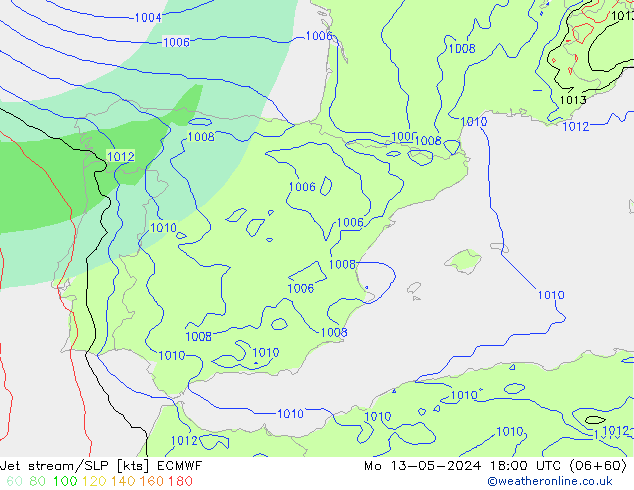 Corriente en chorro ECMWF lun 13.05.2024 18 UTC