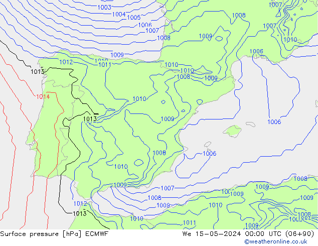 pression de l'air ECMWF mer 15.05.2024 00 UTC