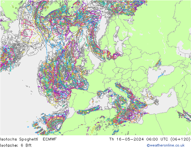 Isotachen Spaghetti ECMWF do 16.05.2024 06 UTC