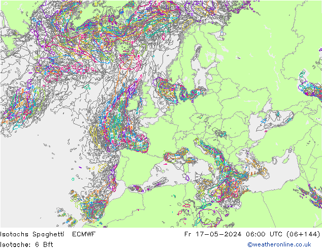 Isotachen Spaghetti ECMWF Fr 17.05.2024 06 UTC
